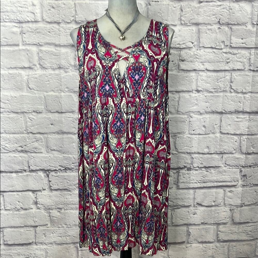 Umgee front lace paisley babydoll mini dress - Picture 4 of 9